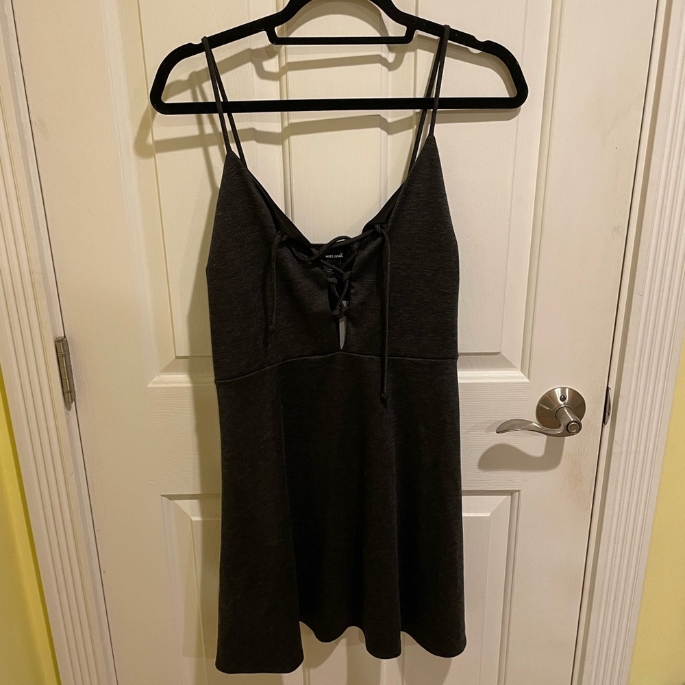 Charcoal grey Lace up Dress